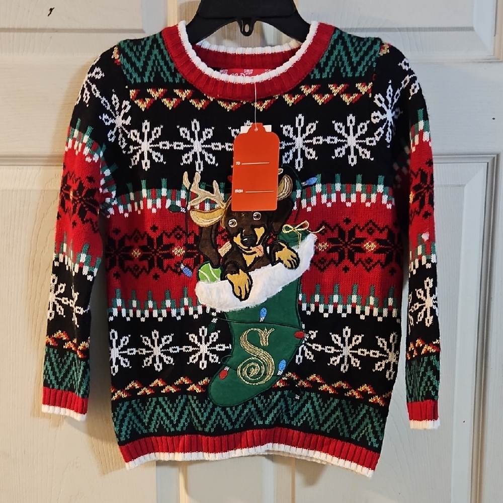 33 DEGREES LITTLE KIDS PUPPY CHRISTMAS SWEATER: NEW WITH TAGS: SIZE XL (7)